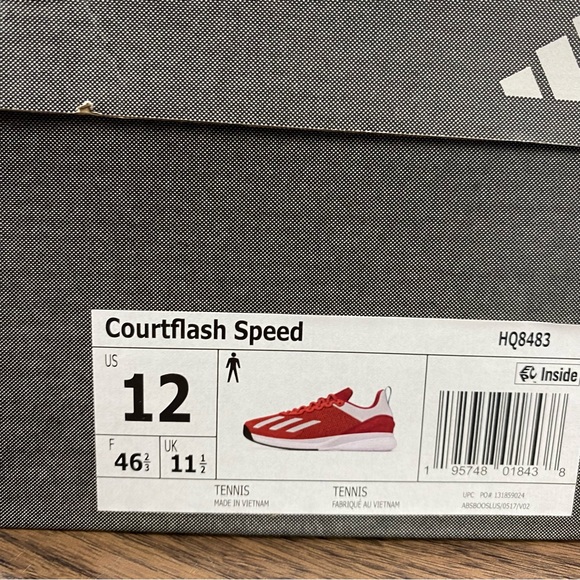 ADIDAS COURTFLASH SPEED TENNIS SHOES Preloved Red Cloud White HQ8483 Men’s Sz - Picture 9 of 11